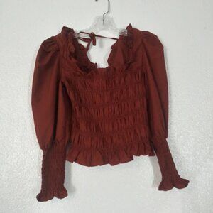 Milk & Honey women's size M rust colored long sleeve blouse